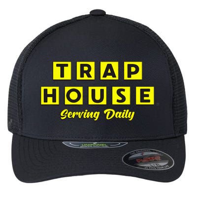 Black Waffle TrapHouse Serving Daily Flexfit Unipanel Trucker Cap