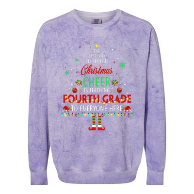 Best Way To Spread Christmas Cheer Is Teaching Fourth Grade Cute Gift Colorblast Crewneck Sweatshirt