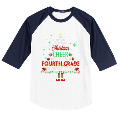 Best Way To Spread Christmas Cheer Is Teaching Fourth Grade Cute Gift Baseball Sleeve Shirt