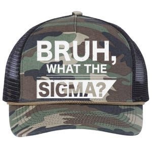 Bruh What The Sigma Meme Funny Sigma Male Retro Rope Trucker Hat Cap