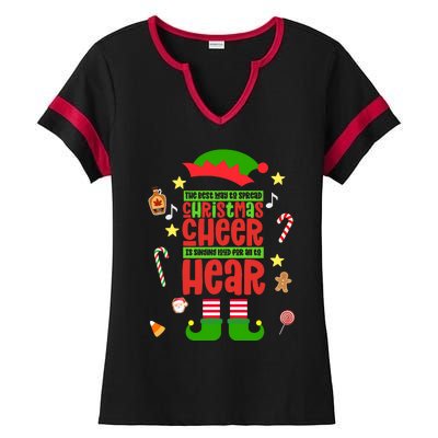 Best Way To Spread Christmas Cheer Elf Hat Shoes Candy Funny Ladies Halftime Notch Neck Tee