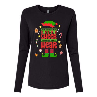 Best Way To Spread Christmas Cheer Elf Hat Shoes Candy Funny Womens Cotton Relaxed Long Sleeve T-Shirt