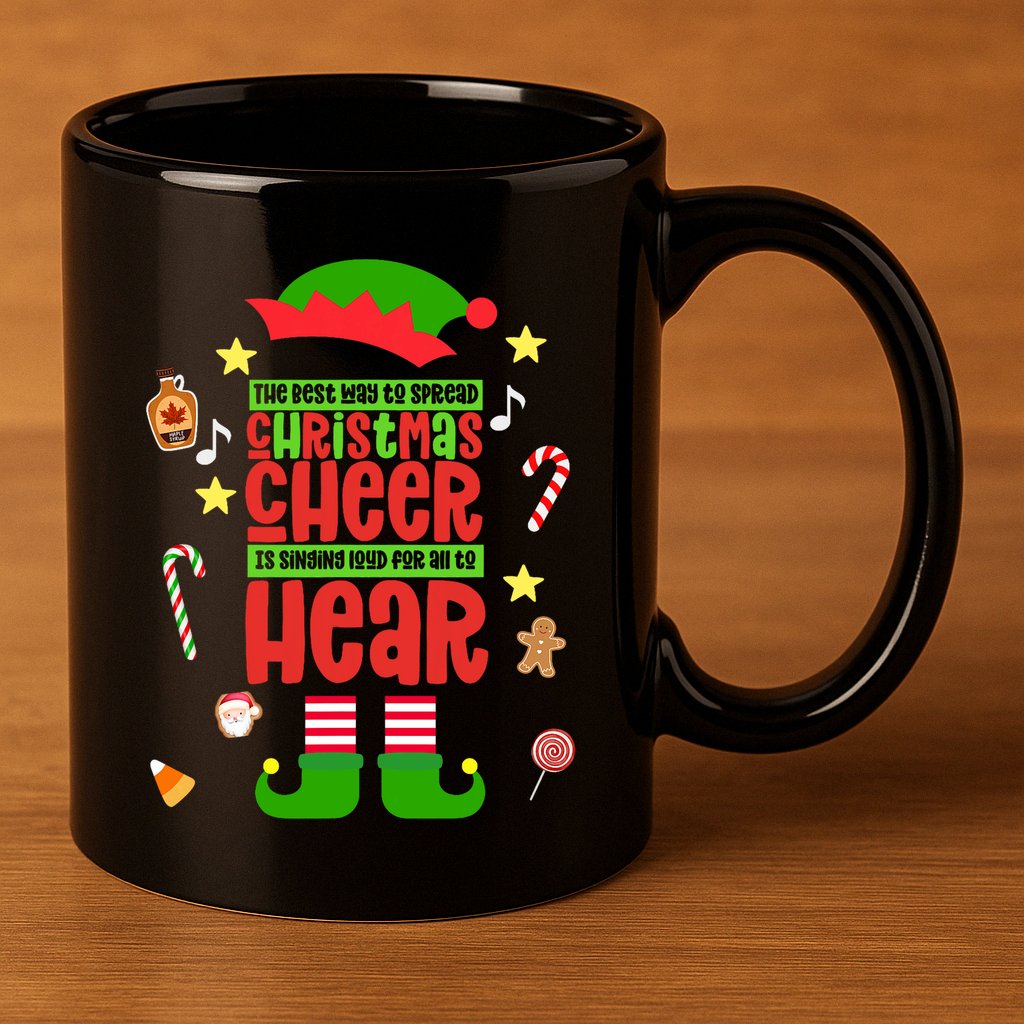 Best Way To Spread Christmas Cheer Elf Hat Shoes Candy Funny 11oz C Handle Ceramic Mug