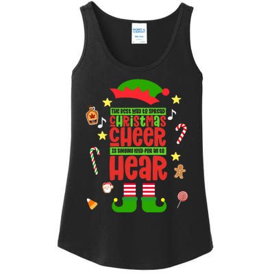 Best Way To Spread Christmas Cheer Elf Hat Shoes Candy Funny Ladies Essential Tank