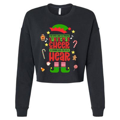 Best Way To Spread Christmas Cheer Elf Hat Shoes Candy Funny Cropped Pullover Crew