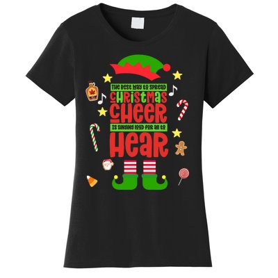 Best Way To Spread Christmas Cheer Elf Hat Shoes Candy Funny Women's T-Shirt