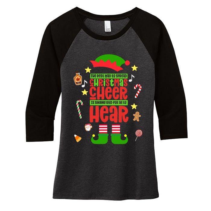 Best Way To Spread Christmas Cheer Elf Hat Shoes Candy Funny Women's Tri-Blend 3/4-Sleeve Raglan Shirt