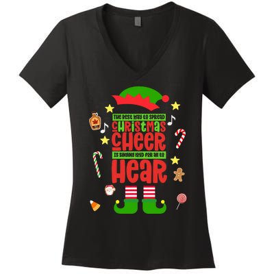 Best Way To Spread Christmas Cheer Elf Hat Shoes Candy Funny Women's V-Neck T-Shirt