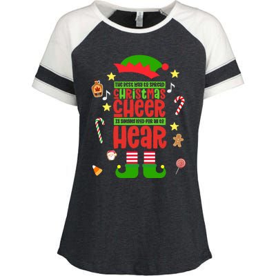 Best Way To Spread Christmas Cheer Elf Hat Shoes Candy Funny Enza Ladies Jersey Colorblock Tee