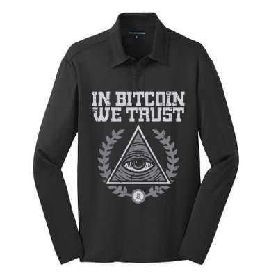 Bitcoin We Trust Funny Btc Crypto Cryptocurrency Silk Touch Performance Long Sleeve Polo