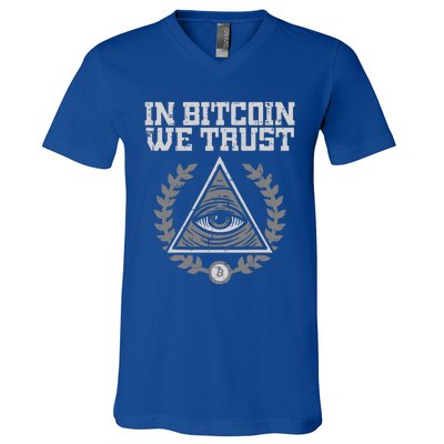 Bitcoin We Trust Funny Btc Crypto Cryptocurrency V-Neck T-Shirt