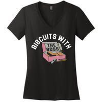 Biscuits With The Boss Women's V-Neck T-Shirt