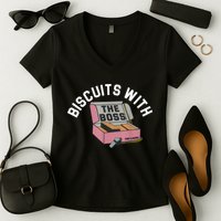 Biscuits With The Boss Women's V-Neck T-Shirt