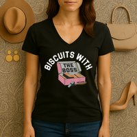 Biscuits With The Boss Women's V-Neck T-Shirt