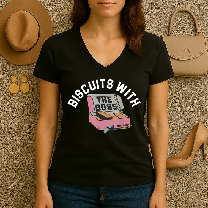 Biscuits With The Boss Women's V-Neck T-Shirt