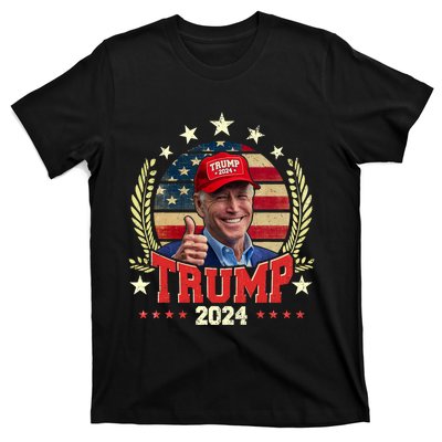 Biden Wearing Trump Red Hat Funny Trump 2024 T-Shirt