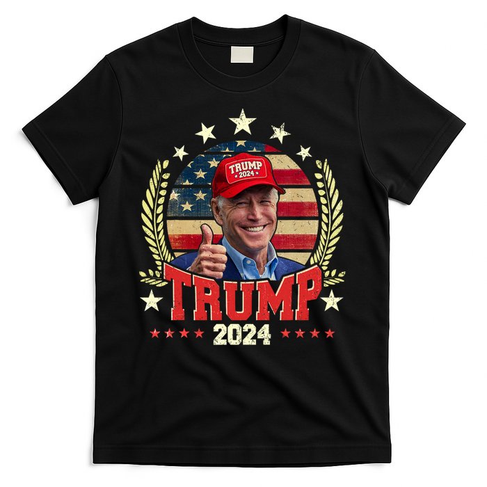 Biden Wearing Trump Red Hat Funny Trump 2024 T-Shirt