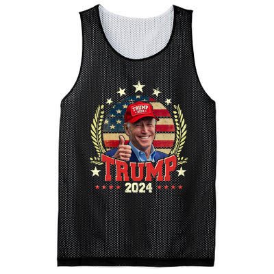 Biden Wearing Trump Red Hat Funny Trump 2024 Mesh Reversible Basketball Jersey Tank