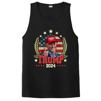 Biden Wearing Trump Red Hat Funny Trump 2024 PosiCharge Competitor Tank