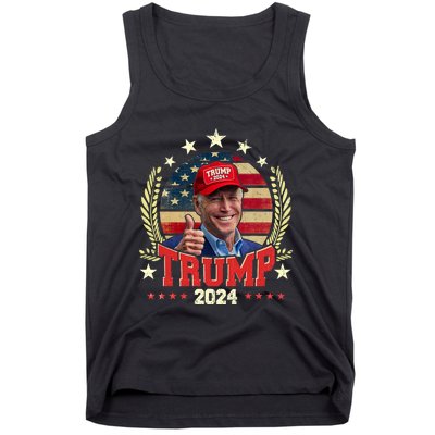 Biden Wearing Trump Red Hat Funny Trump 2024 Tank Top