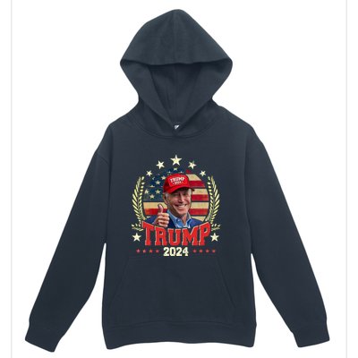 Biden Wearing Trump Red Hat Funny Trump 2024 Urban Pullover Hoodie