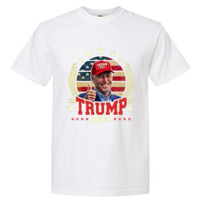 Biden Wearing Trump Red Hat Funny Trump 2024 Garment-Dyed Heavyweight T-Shirt