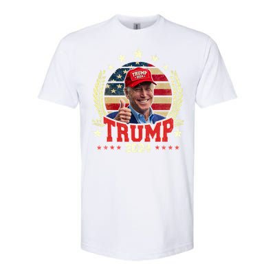 Biden Wearing Trump Red Hat Funny Trump 2024 Softstyle CVC T-Shirt