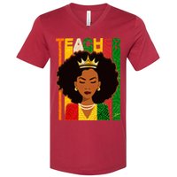 Black Woman Teacher African Black American History V-Neck T-Shirt