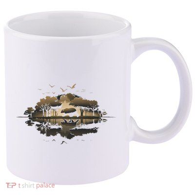 Bear Wildlife Trees Outdoors Nature Retro Forest Graphic 11oz C Handle Ceramic Mug