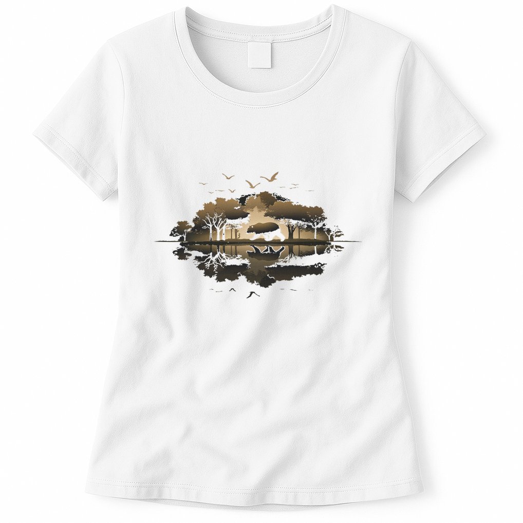 Bear Wildlife Trees Outdoors Nature Retro Forest Graphic Womens T-Shirt