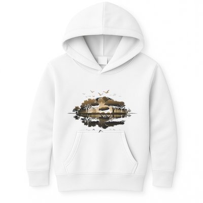 Bear Wildlife Trees Outdoors Nature Retro Forest Graphic Kids Hoodie