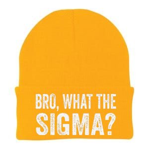 Bro What The Sigma Funny Meme Saying Sarcasm Quote Knit Cap Winter Beanie