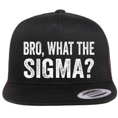 Bro What The Sigma Funny Meme Saying Sarcasm Quote Flat Bill Trucker Hat