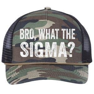 Bro What The Sigma Funny Meme Saying Sarcasm Quote Retro Rope Trucker Hat Cap