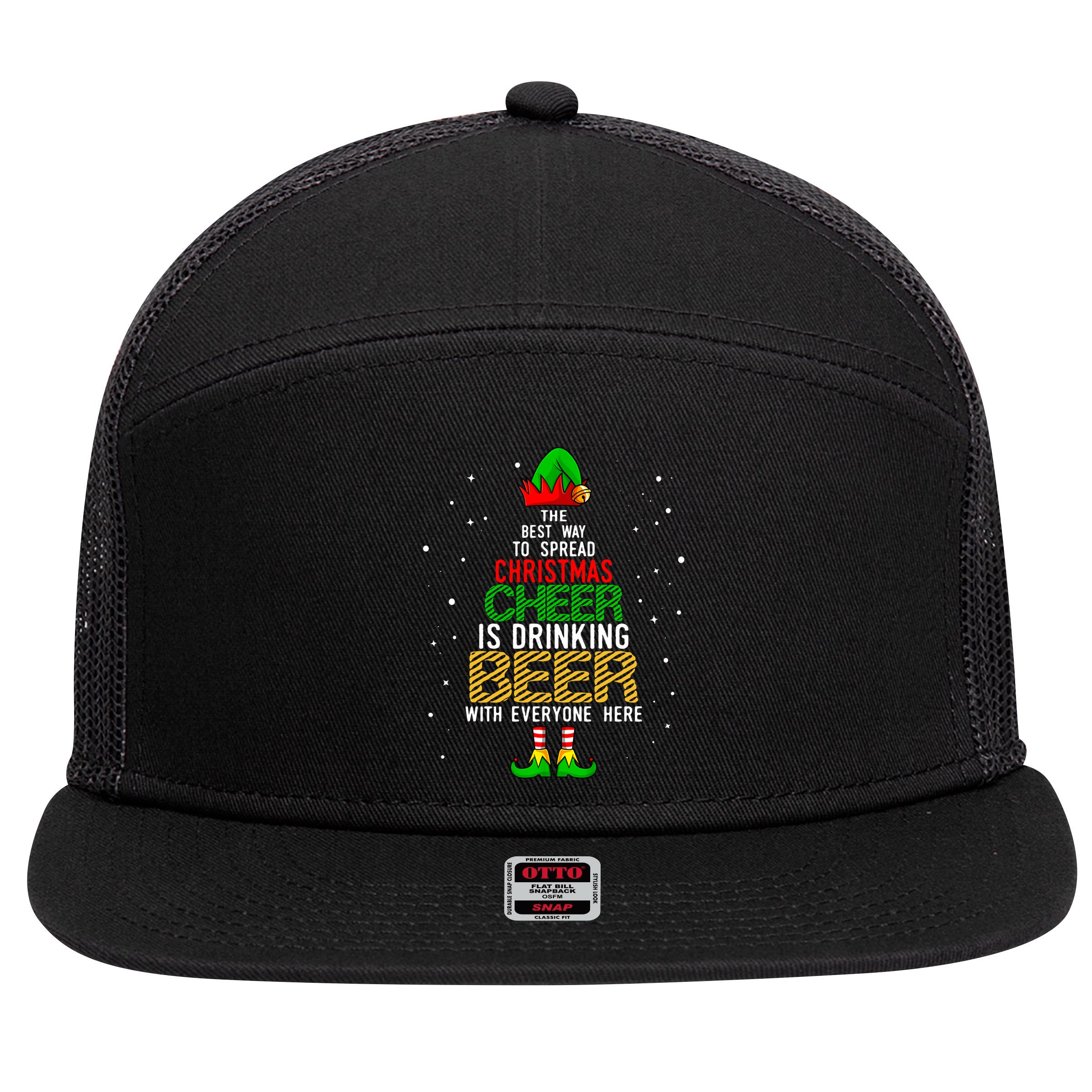Best Way To Spread Christmas Cheer Ing Beer Funny Xmas Gift 7 Panel Mesh Trucker Snapback Hat