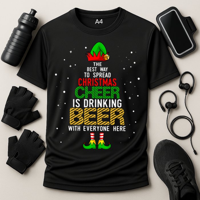 Best Way To Spread Christmas Cheer Ing Beer Funny Xmas Gift Cooling Performance Crew T-Shirt