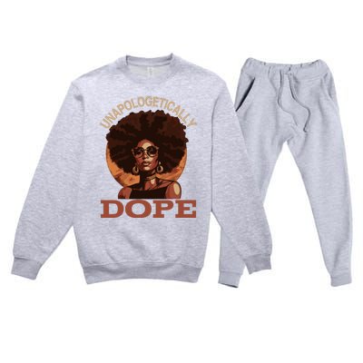 Black Wo Unapologetically Dope Juneteenth Black History Premium Crewneck Sweatsuit Set