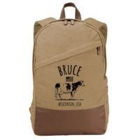 Bruce Wisconsin Usa Retro Cow Vintage Cotton Canvas Backpack