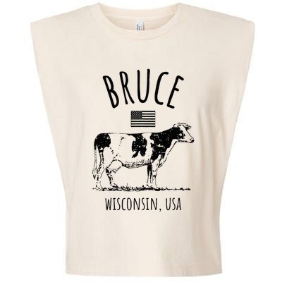 Bruce Wisconsin Usa Retro Cow Vintage Garment-Dyed Women's Muscle Tee