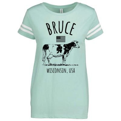 Bruce Wisconsin Usa Retro Cow Vintage Enza Ladies Jersey Football T-Shirt