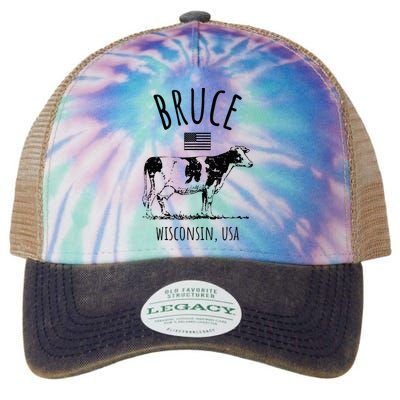 Bruce Wisconsin Usa Retro Cow Vintage Legacy Tie Dye Trucker Hat