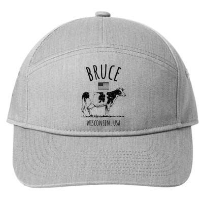 Bruce Wisconsin Usa Retro Cow Vintage 7-Panel Snapback Hat