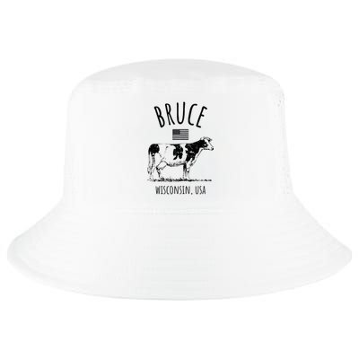 Bruce Wisconsin Usa Retro Cow Vintage Cool Comfort Performance Bucket Hat