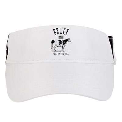 Bruce Wisconsin Usa Retro Cow Vintage Adult Drive Performance Visor