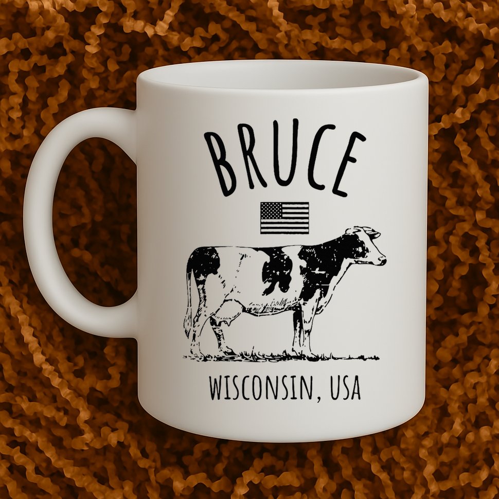 Bruce Wisconsin Usa Retro Cow Vintage Mug