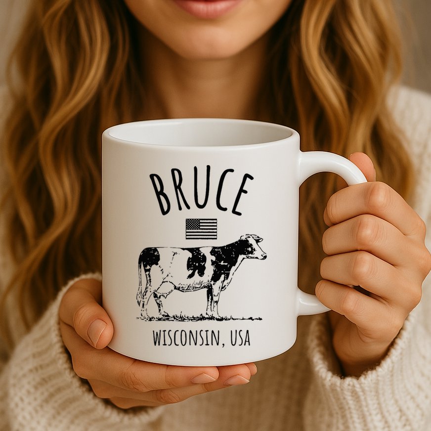 Bruce Wisconsin Usa Retro Cow Vintage Mug