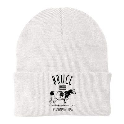 Bruce Wisconsin Usa Retro Cow Vintage Knit Cap Winter Beanie