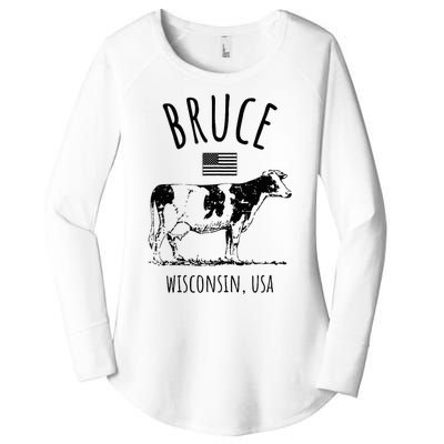 Bruce Wisconsin Usa Retro Cow Vintage Women's Perfect Tri Tunic Long Sleeve Shirt