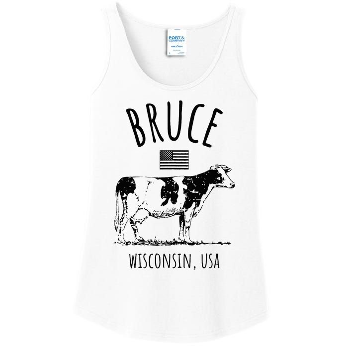 Bruce Wisconsin Usa Retro Cow Vintage Ladies Essential Tank