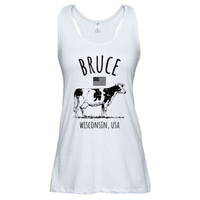 Bruce Wisconsin Usa Retro Cow Vintage Ladies Essential Flowy Tank